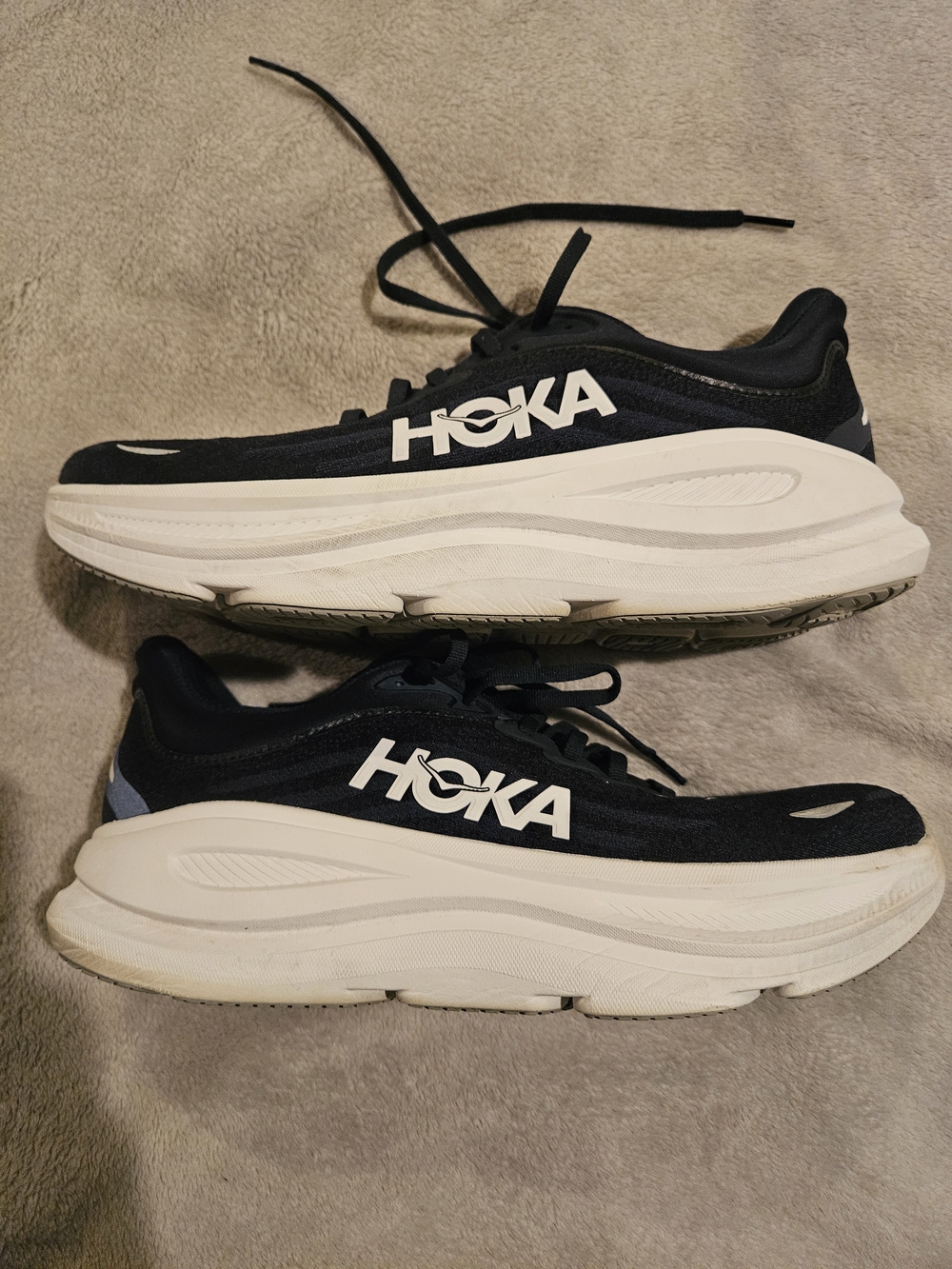 HOKA Bondi 9 Mens 11 Max Cushion Running Shoes Navy Blue White